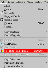 Step 1: Click on set palette transparency